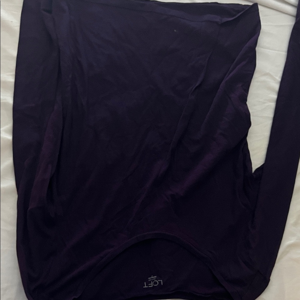 LOFT Deep Purple Long Sleeve Blouse